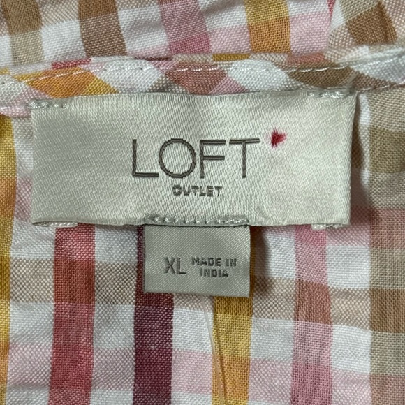 NWT Loft Outlet Multicolor Checked V-Neck Dress Sz XL - Picture 11 of 12